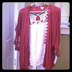 Xhilaration 2 piece Top set Navy and Orange Large